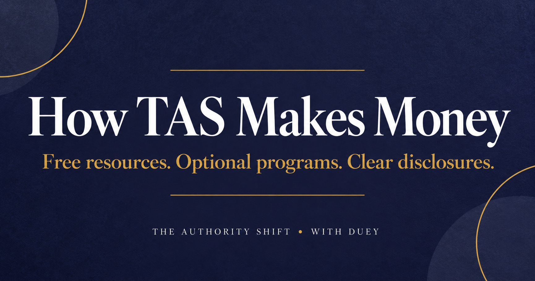 How TAS makes money—and how to evaluate optional programs